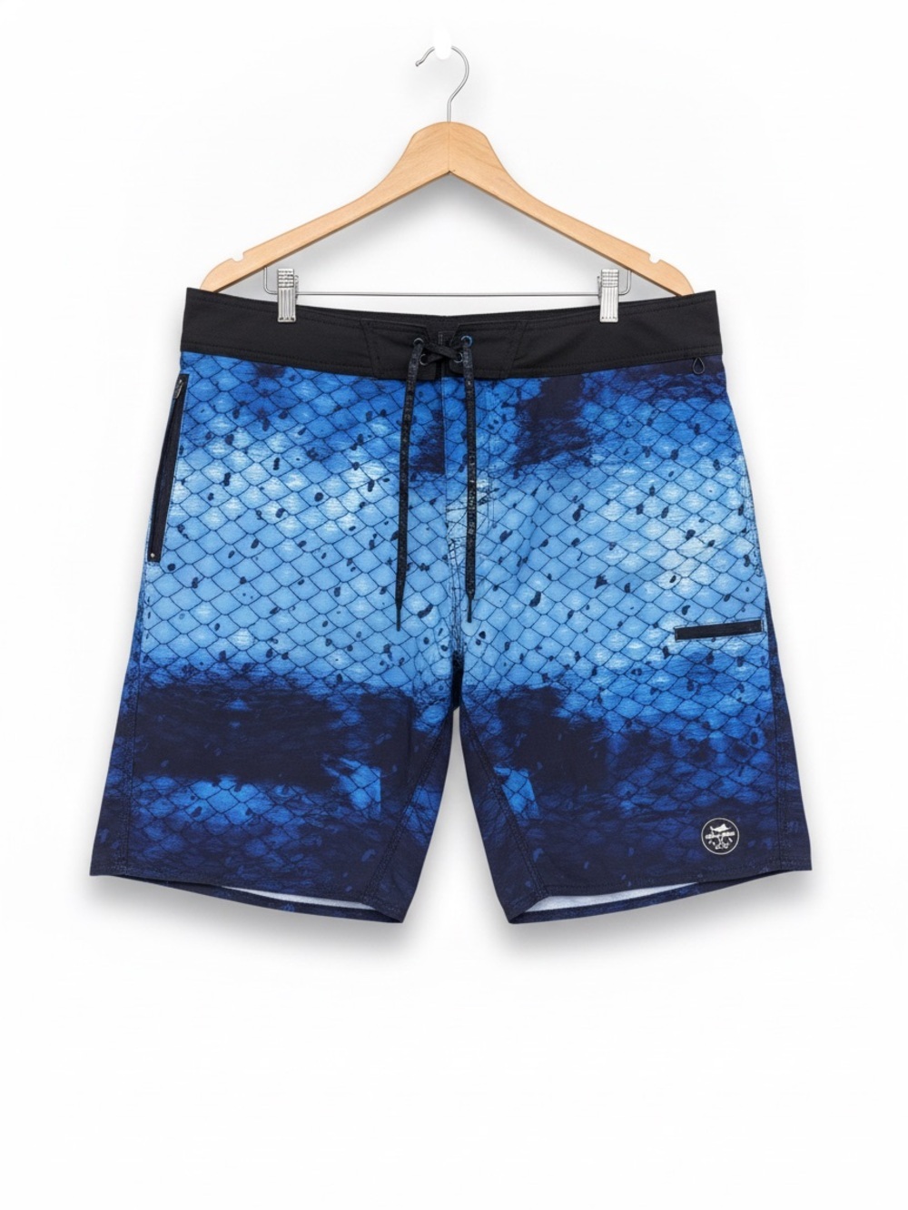 Pelagic Hydro-Lite Board Shorts Mens 38 Blue Fish Scale Fishing Performance